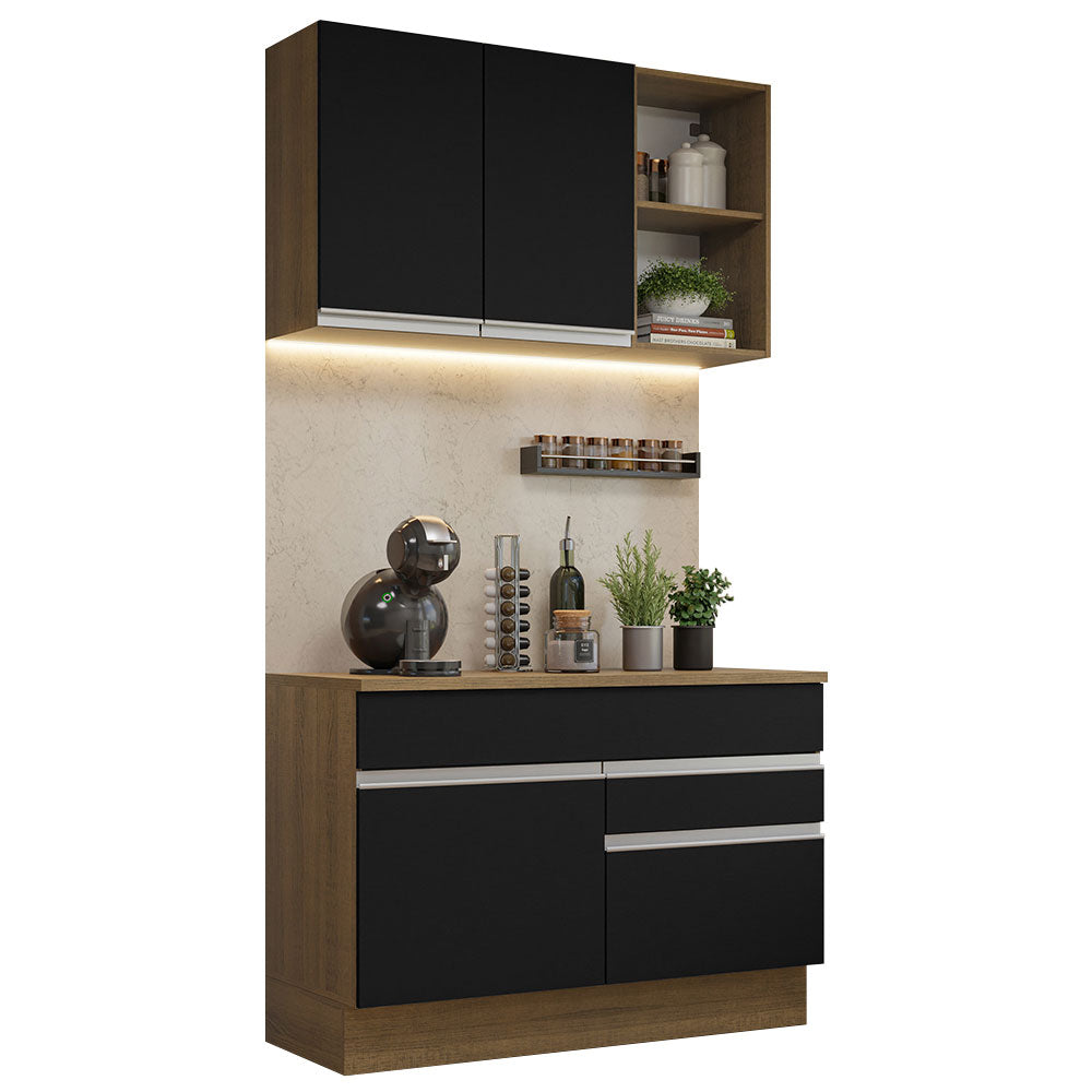 Cocina Compacta 120 cm Marrón/Negro Glamy Madesa