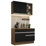 Cocina Compacta 120cm Con Encimera Marrón/Negro Glamy 08