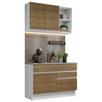 Cocina Compacta 120 cm Blanco/Marrón Glamy Madesa