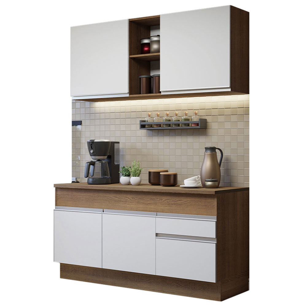 Cocina Integral 150cm Marrón/Blanco con Encimera Glamy  01