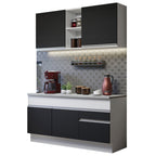 Cocina Compacta 150 cm Blanco/Negro Glamy Madesa