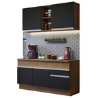 Cocina Compacta 150 cm Marrón/Negro Glamy Madesa