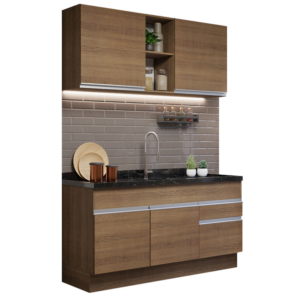 Cocina Compacta 150cm Marrón Glamy 02