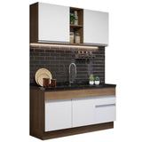 Cocina Compacta 150cm Marrón/Blanco Glamy 02