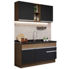 Cocina Compacta 150 cm Marrón/Negro Glamy Madesa