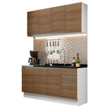 Cocina Compacta 160cm Blanco/Marrón Glamy 01