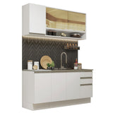 Cocina Compacta 160cm con Fregadero Blanco Glamy 04