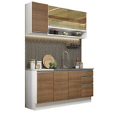 Cocina Compacta 160cm con Fregadero Blanco/Marrón Glamy 04