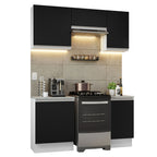 Cocina Compacta 160 cm Blanco/Negro Glamy Madesa
