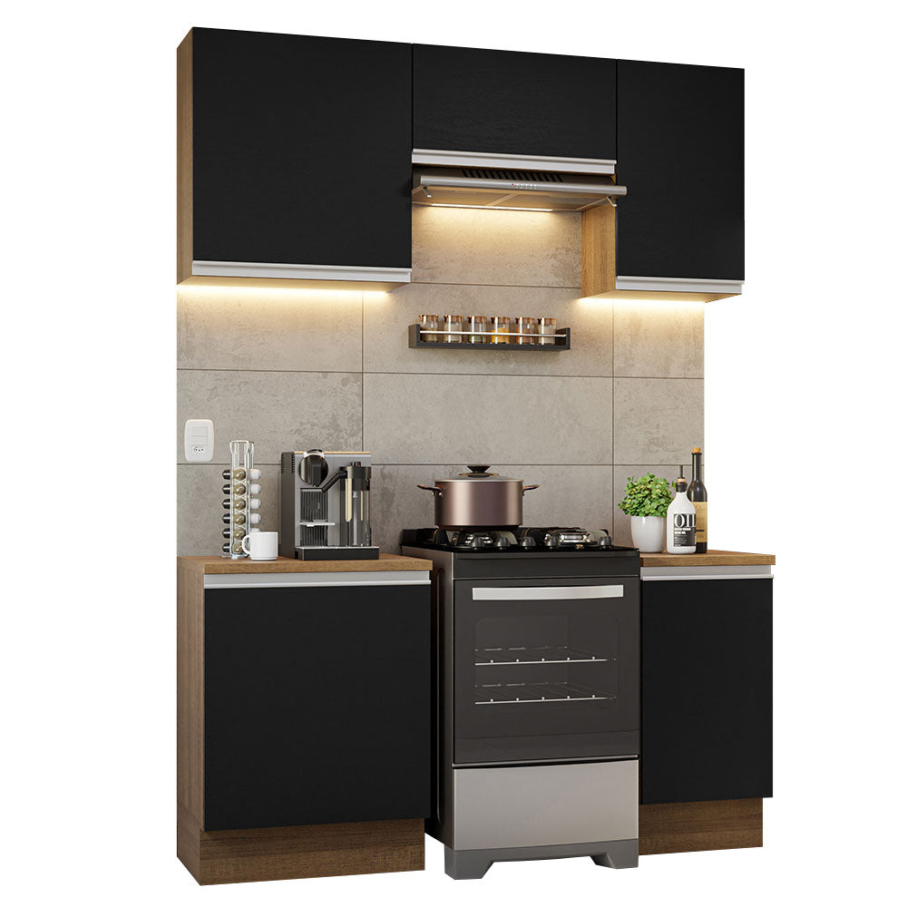 Cocina Compacta 160 cm Marrón/Negro Glamy Madesa
