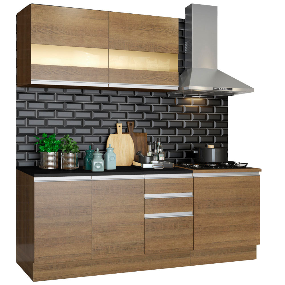 Cocina Compacta 180cm Marrón Glamy 02