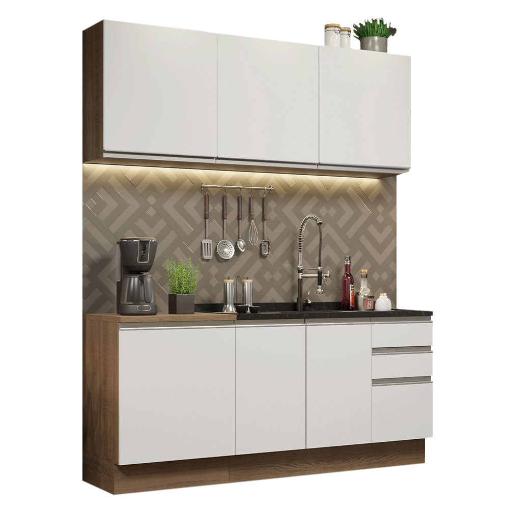 Cocina Compacta 180cm Marrón/Blanco Glamy 05