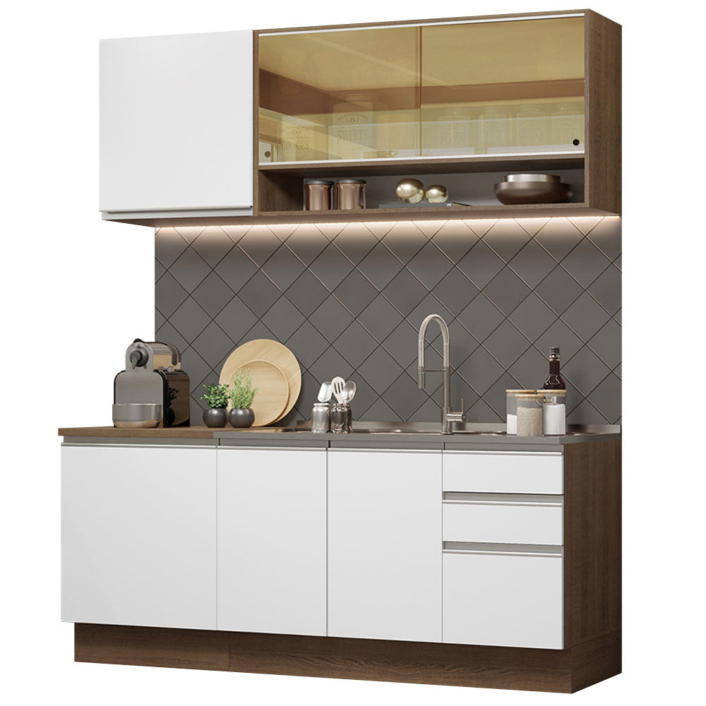 Cocina Compacta 180cm Marrón/Blanco Glamy 06