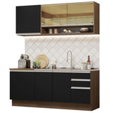 Cocina Compacta 180cm Marrón/Negro Glamy 06