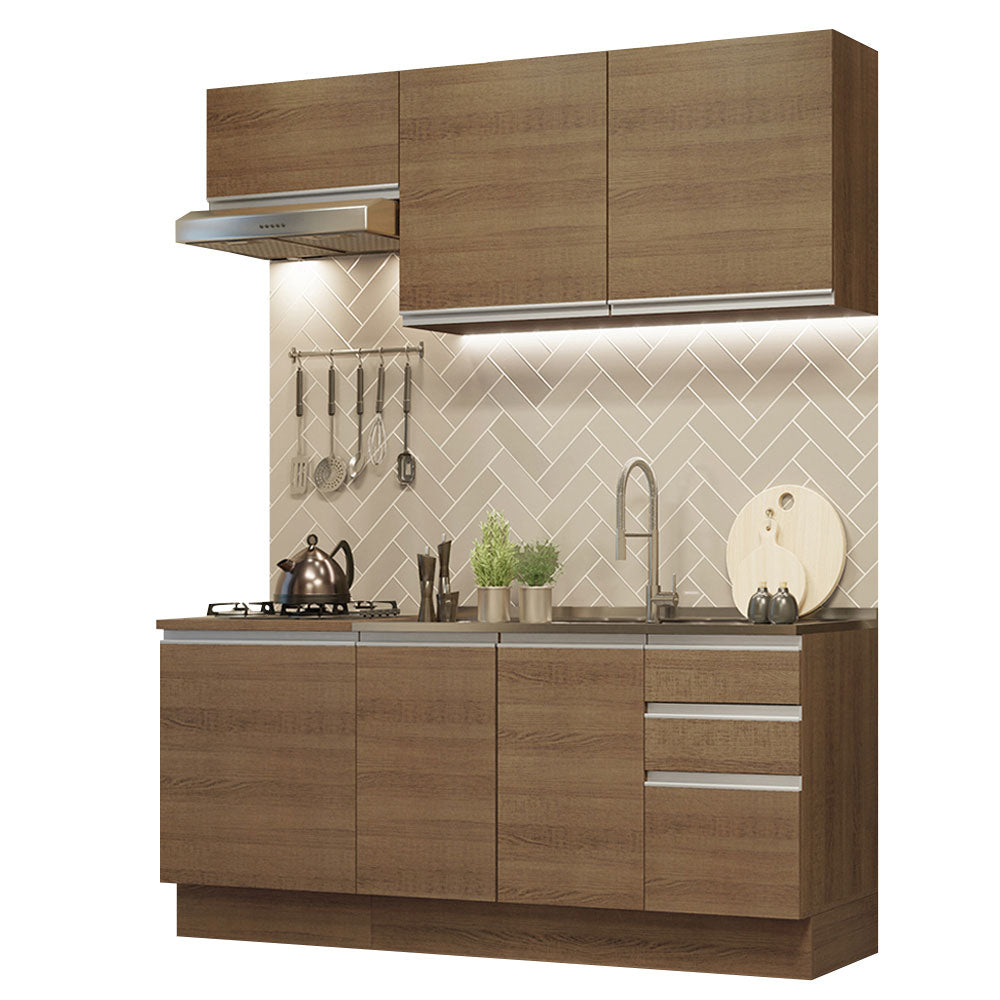 Cocina Compacta 180cm Marrón Glamy 07