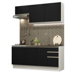 Cocina Compacta 180 cm Blanco/Negro Glamy Madesa