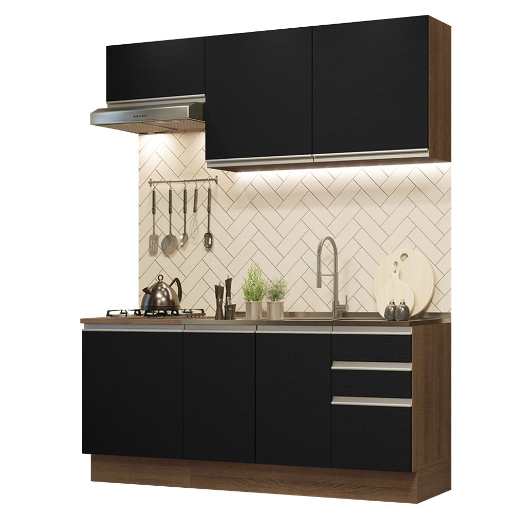 Cocina Compacta 180cm Marrón/Negro Glamy 07