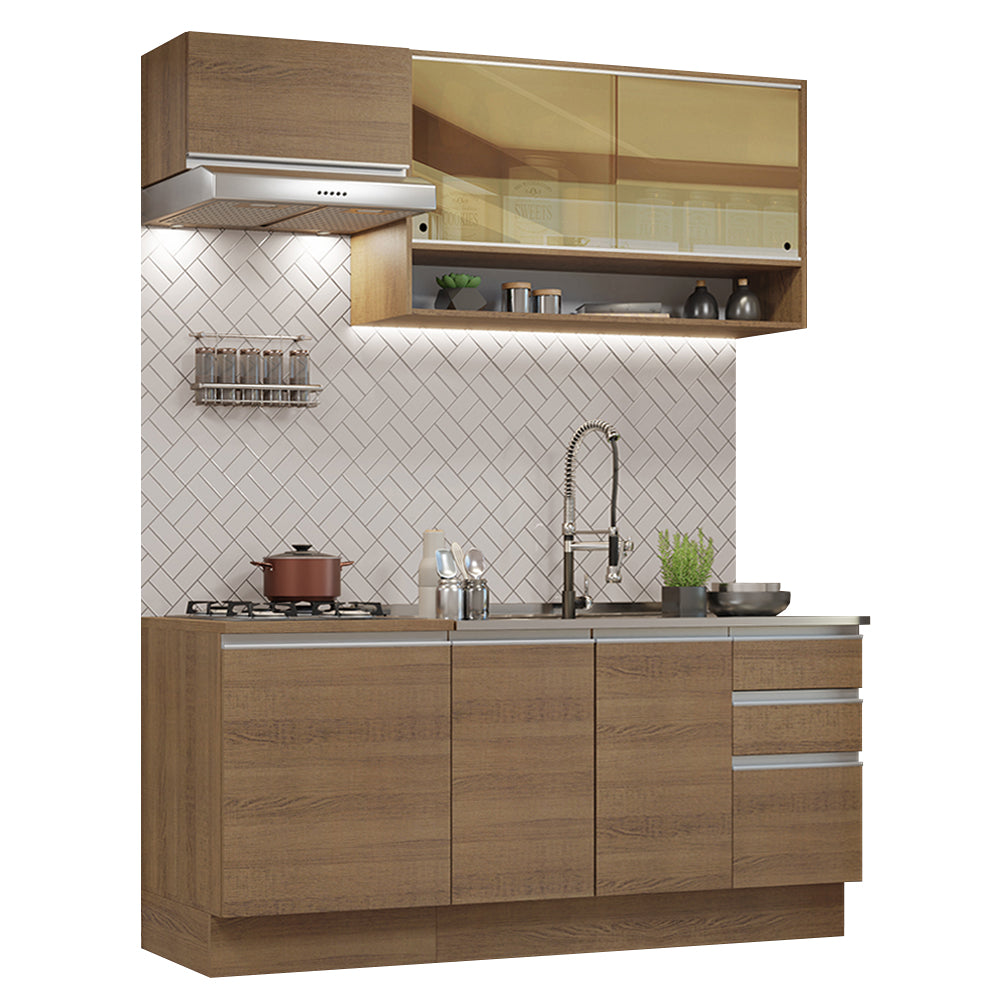 Cocina Compacta 180cm Marrón Glamy 08