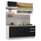 Cocina Compacta 180 cm Blanco/Negro Glamy Madesa