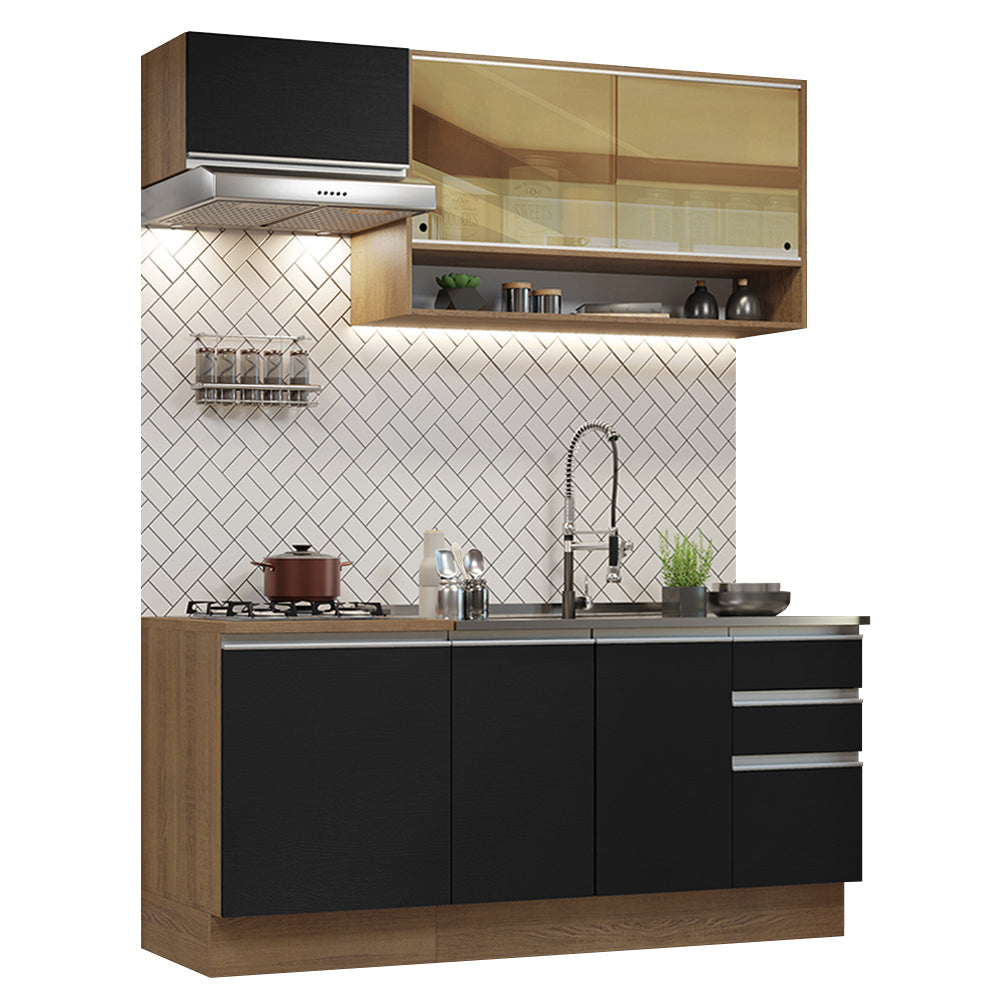 Cocina Compacta 180 cm Marrón/Negro Glamy Madesa