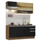 Cocina Compacta 180 cm Marrón/Negro Glamy Madesa