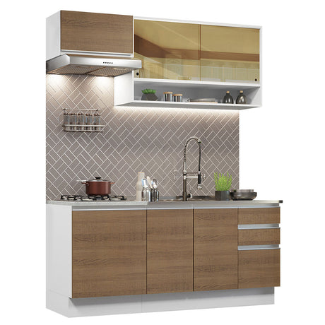 Cocina Compacta 180cm Blanco/Marrón Glamy Madesa 08