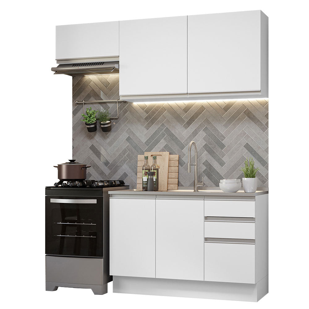 Cocina Compacta 180cm sin Fregadero Blanco Glamy 09
