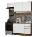 Cocina Compacta 180cm sin Fregadero Marrón/Blanco Glamy 09
