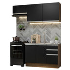 Cocina Compacta 180 cm Marrón/Negro Glamy Madesa
