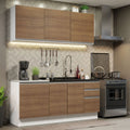 Cocina Compacta 180 cm Con Fregadero Blanco/Marrón Glamy Madesa