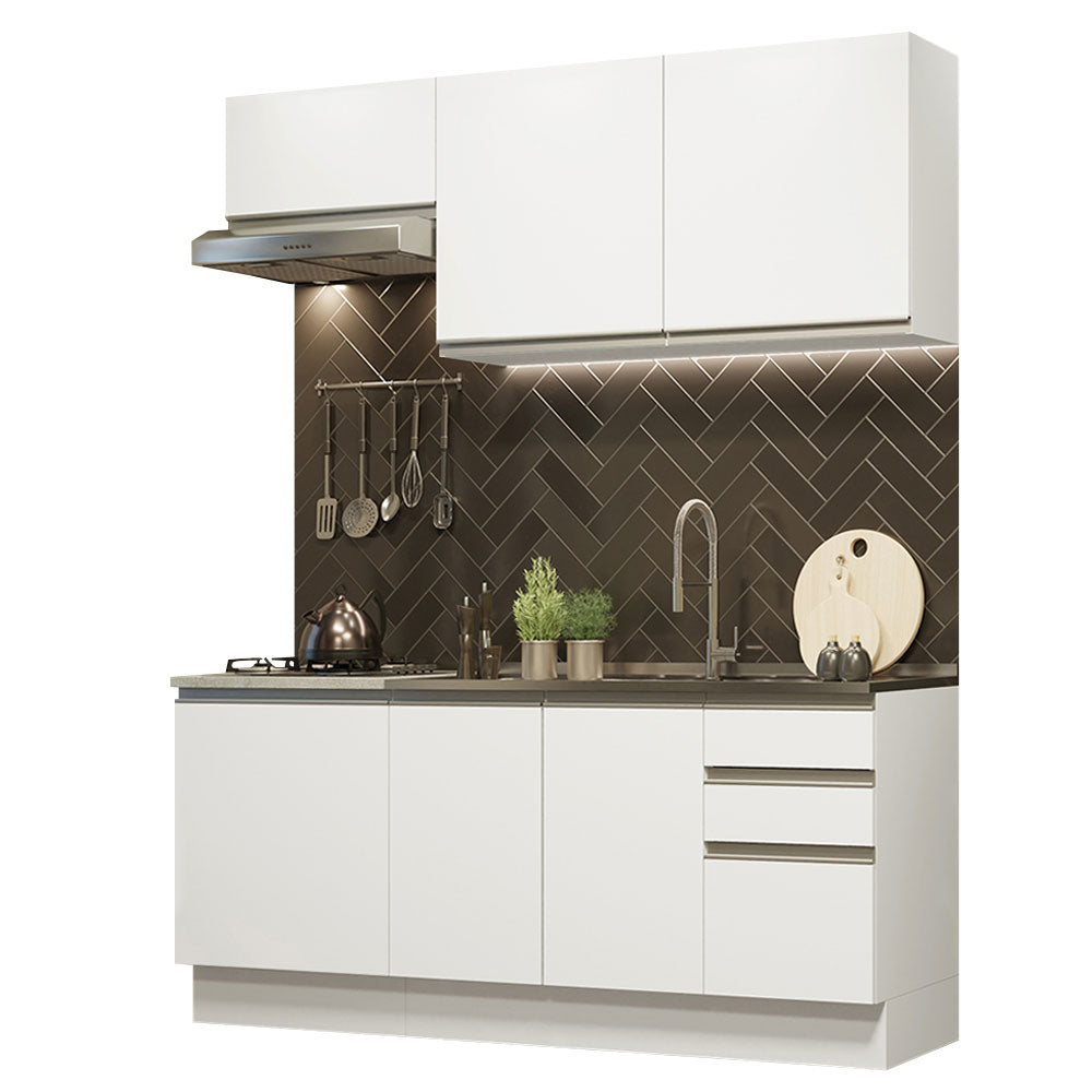 Cocina Compacta 180cm con Fregadero Blanco Glamy 11