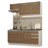 Cocina Compacta 180cm con Fregadero Blanco/Marrón Glamy 11