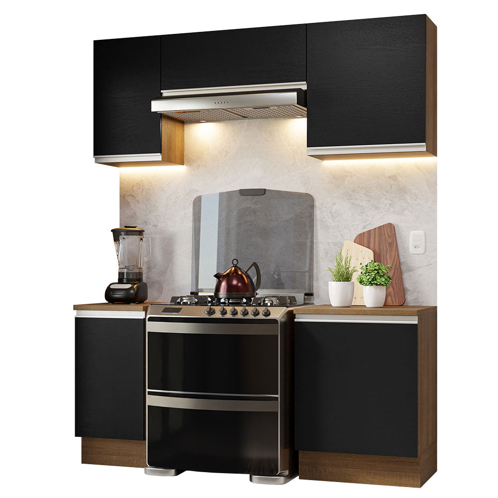 Cocina Integral 180cm Marrón/Negro Glamy 12