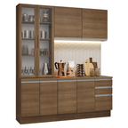 Cocina Compacta 190 cm Con Vitrina Marrón Glamy Madesa