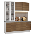 Cocina Compacta 190 cm Con Vitrina Blanco/Marrón Glamy Madesa