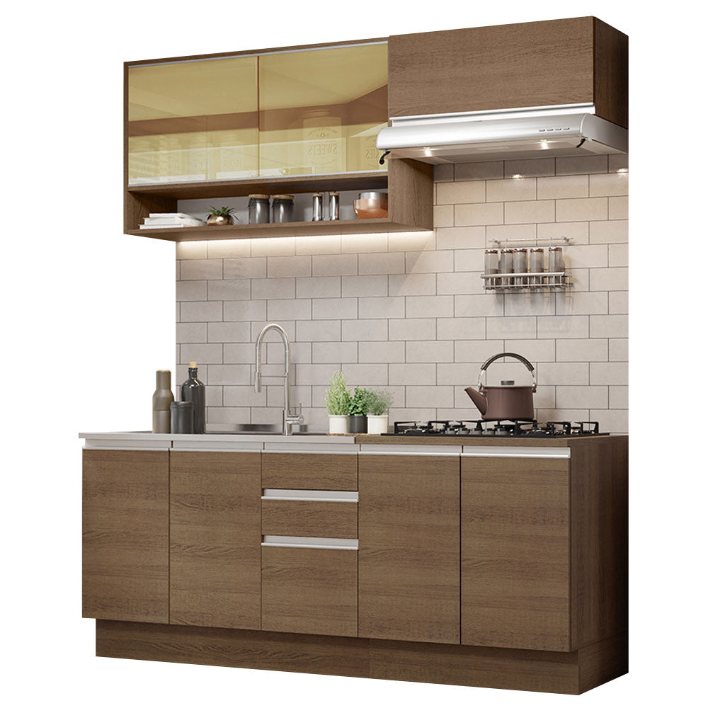 Cocina Compacta 200cm Marrón Glamy 03