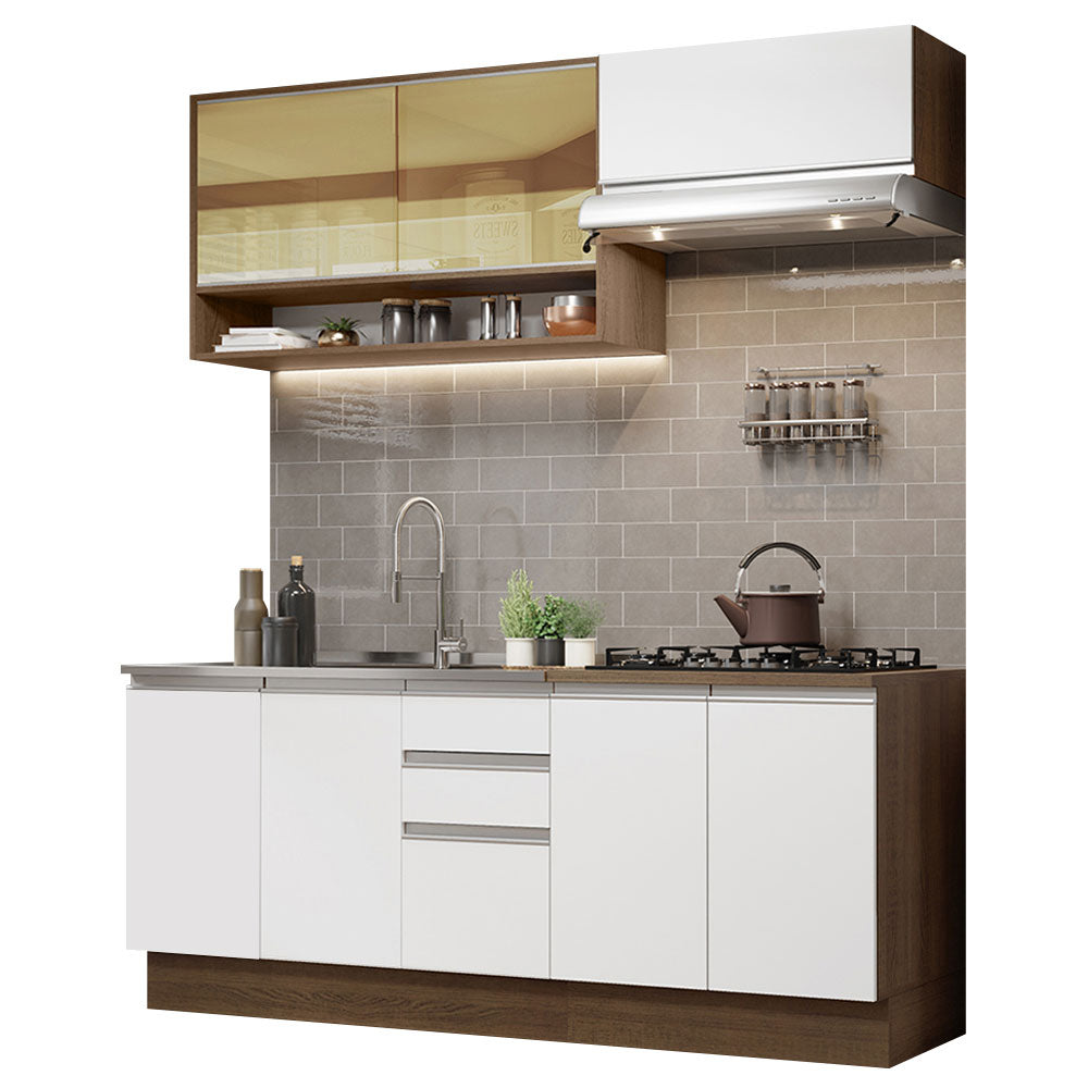 Cocina Compacta 200cm Marrón/Blanco Glamy 03
