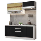 Cocina Compacta 200 cm Blanco/Negro Glamy Madesa