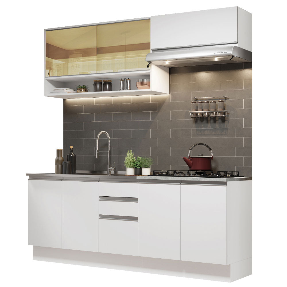 Cocina Compacta 200 cm Con Fregadero Blanco Glamy Madesa