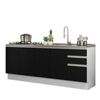 Cocina Compacta 200 cm Blanco/Negro Glamy Madesa