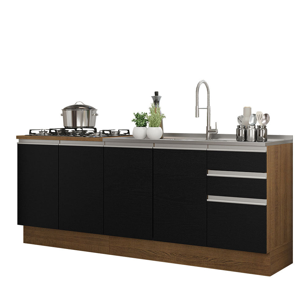 Cocina Compacta 200 cm Marrón/Negro Glamy Madesa