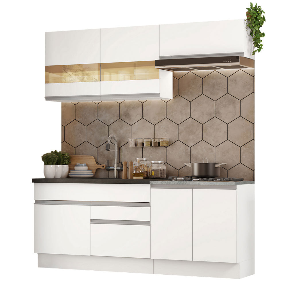 Cocina Compacta 200cm Blanco Glamy 07