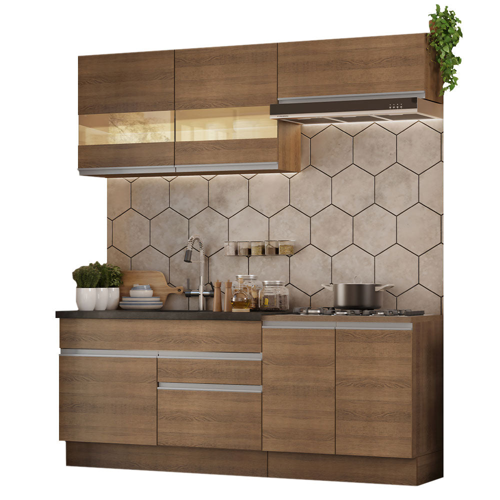 Cocina Compacta 200cm Marrón Glamy 07