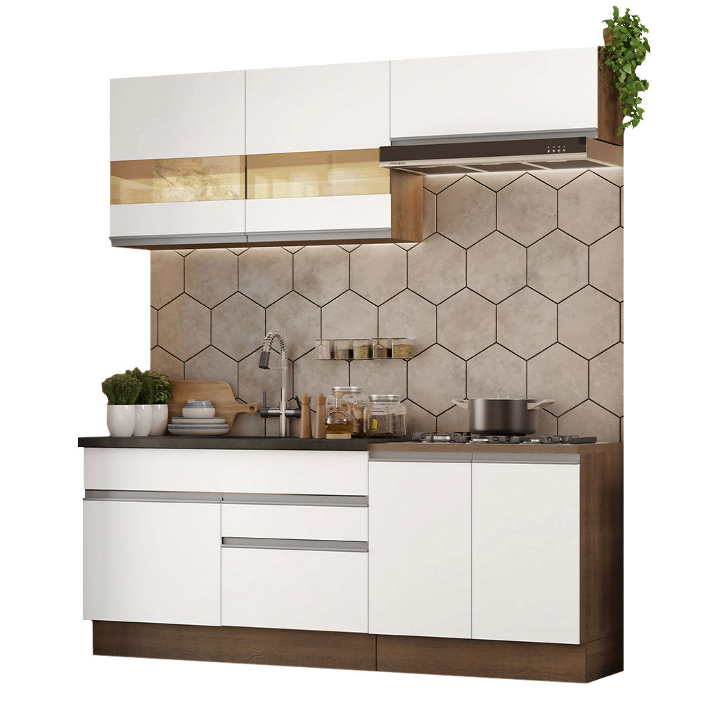 Cocina Compacta 200cm Marrón/Blanco Glamy 07