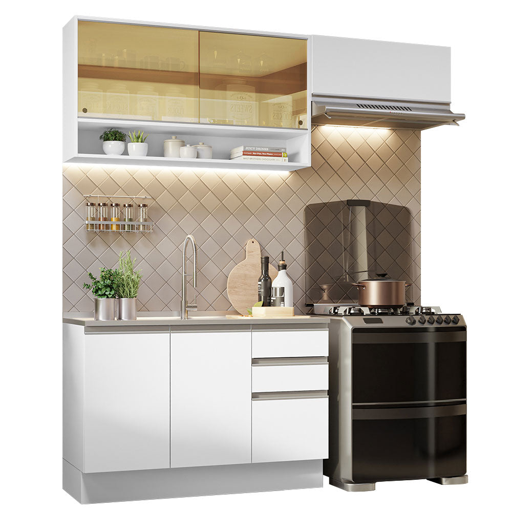 Cocina Integral 200cm sin Fregadero Blanco Glamy 08