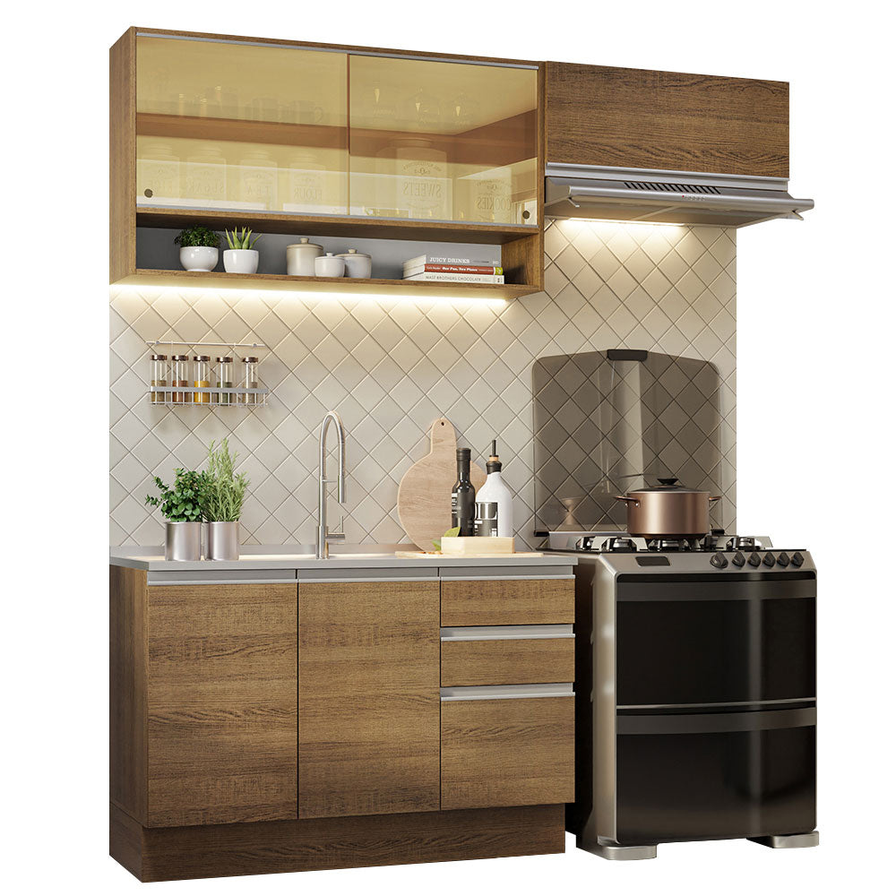 Cocina Compacta 200 cm Marrón Glamy Madesa