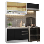 Cocina Compacta 200 cm Blanco/Negro Glamy Madesa