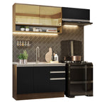 Cocina Compacta 200 cm Marrón/Negro Glamy Madesa