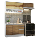Cocina Integral 200cm sin Fregadero Blanco/Marrón Glamy 08