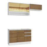 Cocina Integral 200cm sin Fregadero Blanco/Marrón Glamy 08